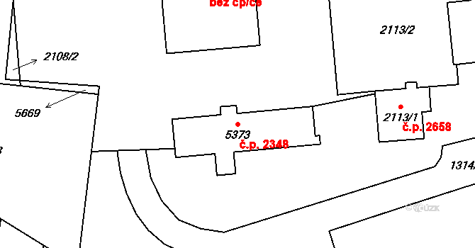 Břeclav 2348 na parcele st. 5373 v KÚ Břeclav, Katastrální mapa