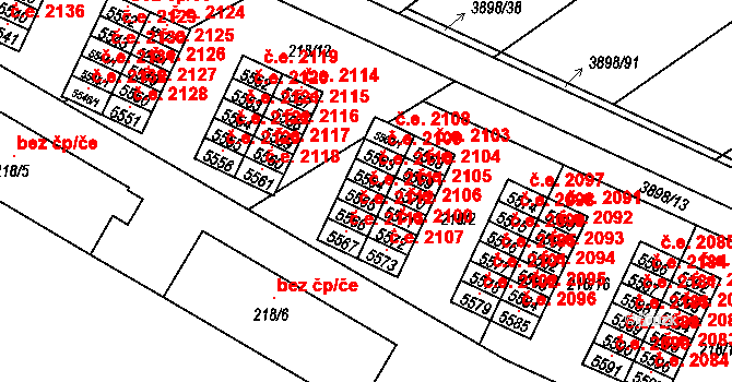 Řečkovice 2111, Brno na parcele st. 5565 v KÚ Řečkovice, Katastrální mapa