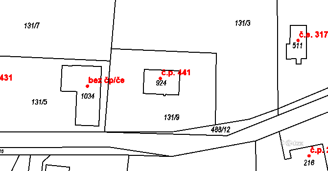 Senohraby 441 na parcele st. 924 v KÚ Senohraby, Katastrální mapa