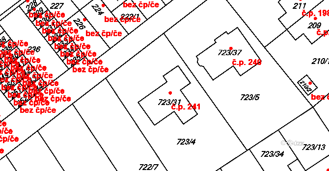Přerov IV-Kozlovice 241, Přerov na parcele st. 723/31 v KÚ Kozlovice u Přerova, Katastrální mapa