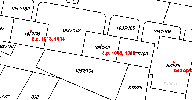 Nýřany 1015,1016 na parcele st. 1987/99 v KÚ Nýřany, Katastrální mapa