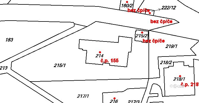 Černošice 155 na parcele st. 214 v KÚ Černošice, Katastrální mapa