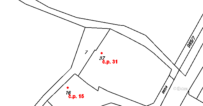 Dobršín 31 na parcele st. 37 v KÚ Dobršín, Katastrální mapa