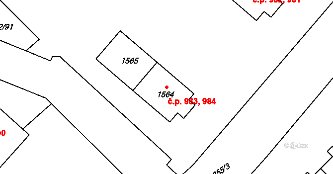 Přeštice 983,984 na parcele st. 1564 v KÚ Přeštice, Katastrální mapa