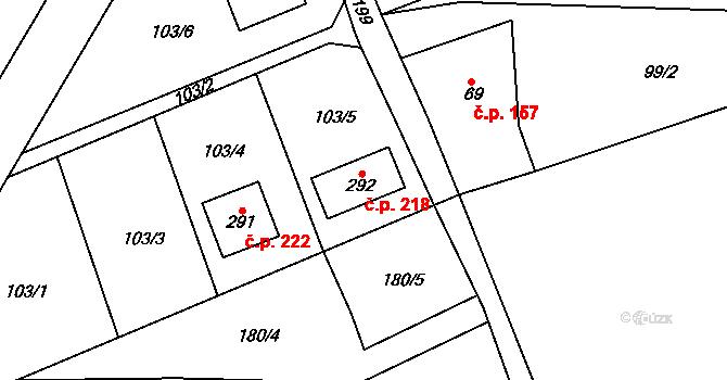 Zdoňov 218, Teplice nad Metují na parcele st. 292 v KÚ Zdoňov, Katastrální mapa