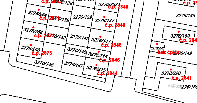 Louny 2845 na parcele st. 3276/216 v KÚ Louny, Katastrální mapa