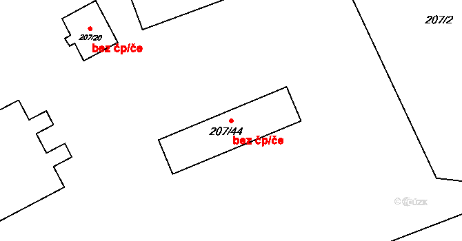 Příbram 89030273 na parcele st. 207/44 v KÚ Brod u Příbramě, Katastrální mapa