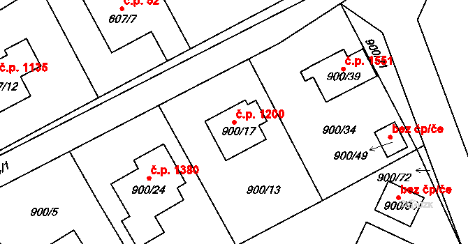 Rychnov nad Kněžnou 1200 na parcele st. 900/17 v KÚ Rychnov nad Kněžnou, Katastrální mapa