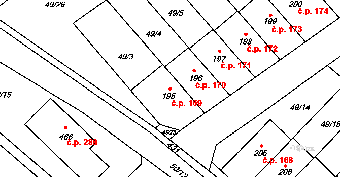 Přerov XI-Vinary 169, Přerov na parcele st. 195 v KÚ Vinary u Přerova, Katastrální mapa