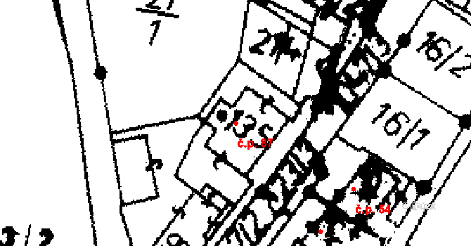 Velichov 87 na parcele st. 135 v KÚ Velichov, Katastrální mapa