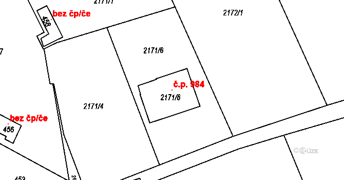 Libušín 984 na parcele st. 2171/8 v KÚ Libušín, Katastrální mapa