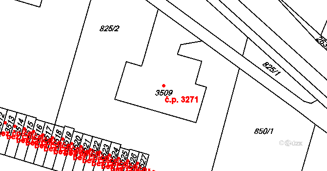 Jablonec nad Nisou 3271 na parcele st. 3509 v KÚ Jablonec nad Nisou, Katastrální mapa