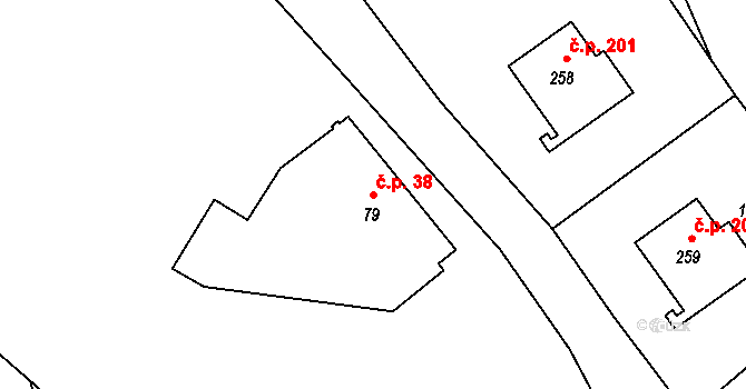 Rychnov 38, Verneřice na parcele st. 79 v KÚ Rychnov u Verneřic, Katastrální mapa