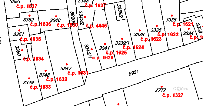 Jihlava 1625 na parcele st. 3341 v KÚ Jihlava, Katastrální mapa