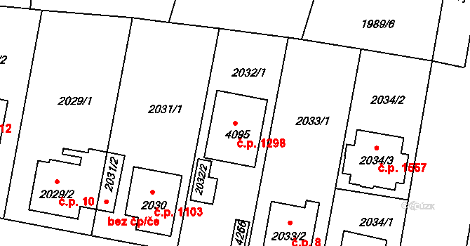 Čelákovice 1298 na parcele st. 4095 v KÚ Čelákovice, Katastrální mapa