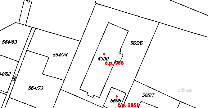 Šumperk 908 na parcele st. 4390 v KÚ Šumperk, Katastrální mapa