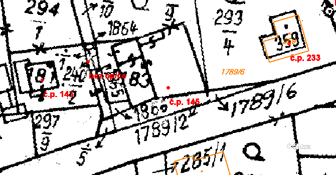 Studánka 145 na parcele st. 183 v KÚ Studánka u Tachova, Katastrální mapa