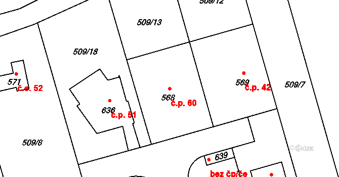 Náměšť na Hané 60 na parcele st. 568 v KÚ Náměšť na Hané, Katastrální mapa