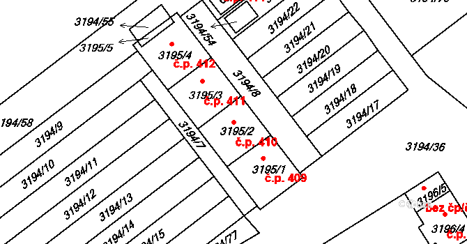 Podmoklice 410, Semily na parcele st. 3195/2 v KÚ Semily, Katastrální mapa