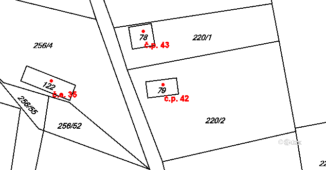 Blata 42, Zámostí-Blata na parcele st. 79 v KÚ Zámostí, Katastrální mapa