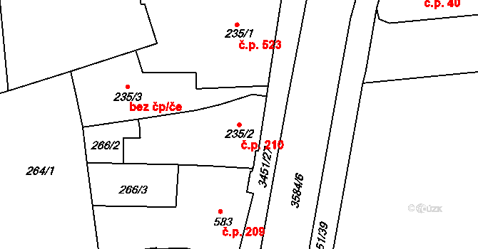 Lysá nad Labem 210 na parcele st. 235/2 v KÚ Lysá nad Labem, Katastrální mapa