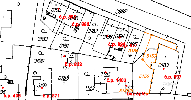 Poděbrady III 894, Poděbrady na parcele st. 3186 v KÚ Poděbrady, Katastrální mapa