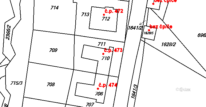 Batelov 473 na parcele st. 710 v KÚ Batelov, Katastrální mapa