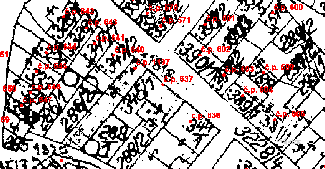 Jaroměřice nad Rokytnou 637 na parcele st. 345/1 v KÚ Jaroměřice nad Rokytnou, Katastrální mapa