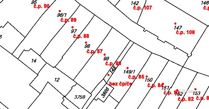 Chrudim I 86, Chrudim na parcele st. 99 v KÚ Chrudim, Katastrální mapa