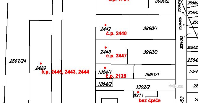 Břeclav 2447 na parcele st. 2443 v KÚ Břeclav, Katastrální mapa