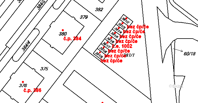 Štýřice 359, Brno na parcele st. 381/9 v KÚ Štýřice, Katastrální mapa