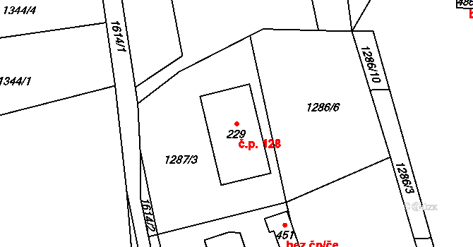 Huntířov 128, Vítězná na parcele st. 229 v KÚ Huntířov, Katastrální mapa
