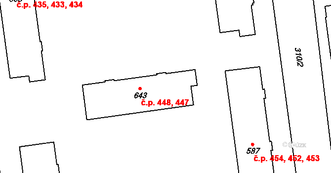 Úšovice 447,448, Mariánské Lázně na parcele st. 643 v KÚ Úšovice, Katastrální mapa