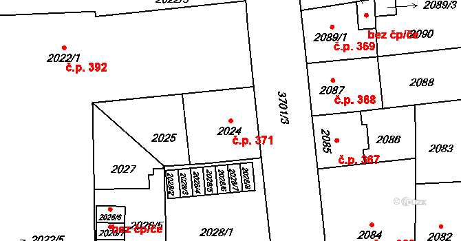 Břevnov 371, Praha na parcele st. 2024 v KÚ Břevnov, Katastrální mapa
