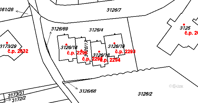 Dejvice 2294, Praha na parcele st. 3126/18 v KÚ Dejvice, Katastrální mapa