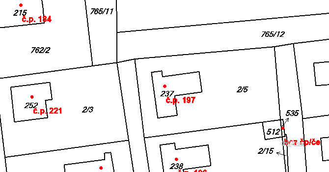 Dolní Chrastava 197, Chrastava na parcele st. 237 v KÚ Dolní Chrastava, Katastrální mapa