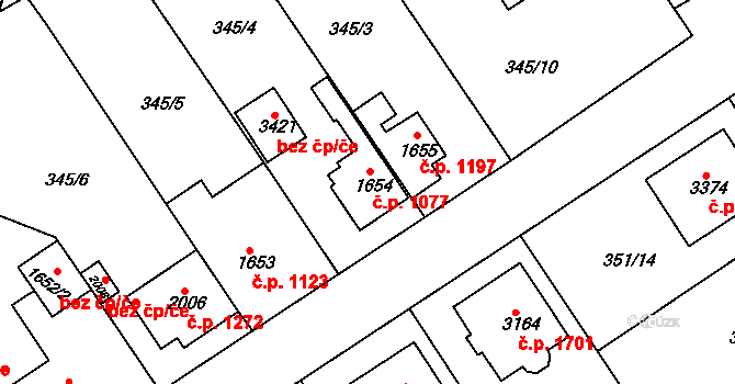 Čáslav-Nové Město 1077, Čáslav na parcele st. 1654 v KÚ Čáslav, Katastrální mapa