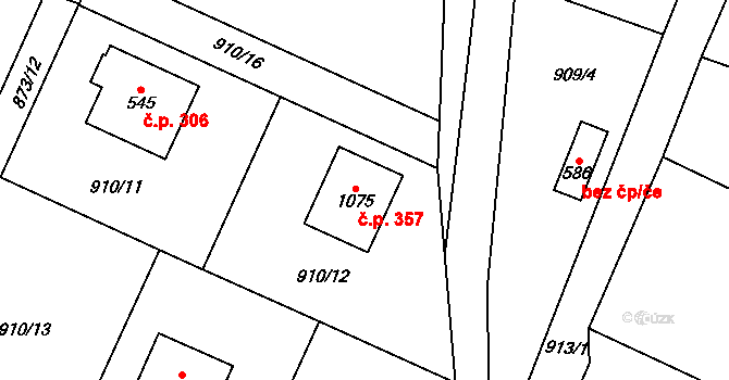 Skalice 357, Frýdek-Místek na parcele st. 1075 v KÚ Skalice u Frýdku-Místku, Katastrální mapa