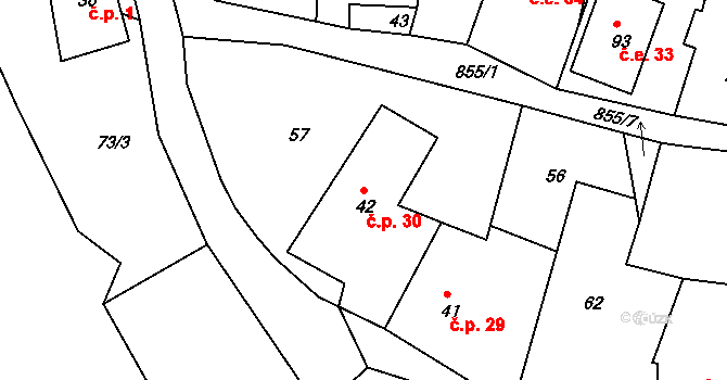 Náčkovice 30, Lovečkovice na parcele st. 42 v KÚ Náčkovice, Katastrální mapa