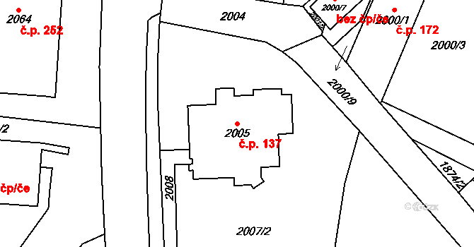 Janovice 137, Velká Bíteš na parcele st. 2005 v KÚ Velká Bíteš, Katastrální mapa