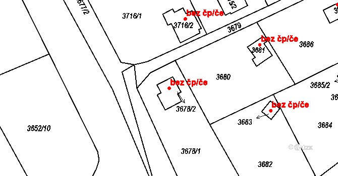 Ústí nad Labem 38841274 na parcele st. 3678/2 v KÚ Střekov, Katastrální mapa