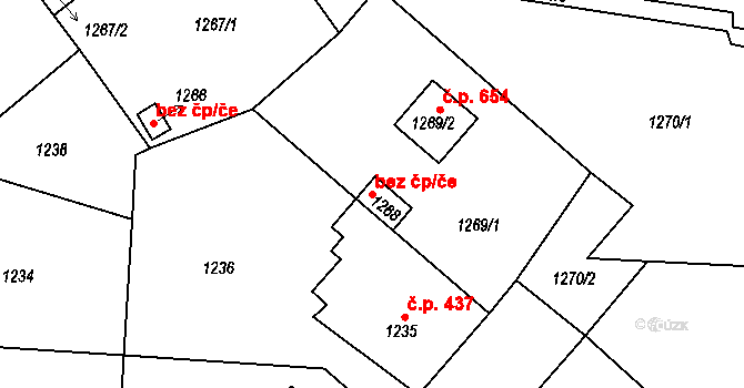 Chrást 39616274 na parcele st. 1268 v KÚ Chrást u Plzně, Katastrální mapa