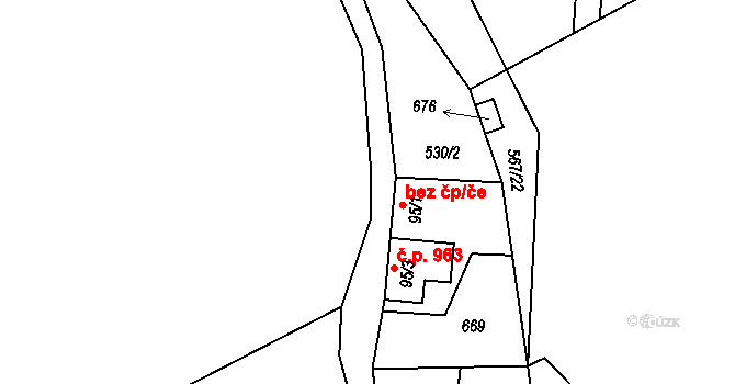 Kamenice 39894274 na parcele st. 95/1 v KÚ Štiřín, Katastrální mapa