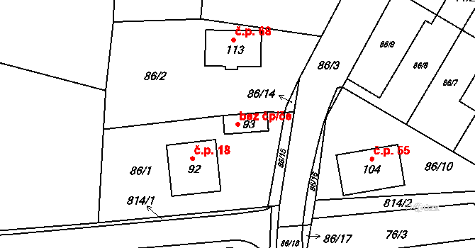 Kobylice 40292274 na parcele st. 93 v KÚ Kobylice, Katastrální mapa