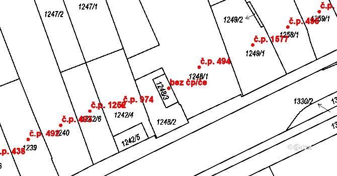 Holešov 41050274 na parcele st. 1248/3 v KÚ Holešov, Katastrální mapa