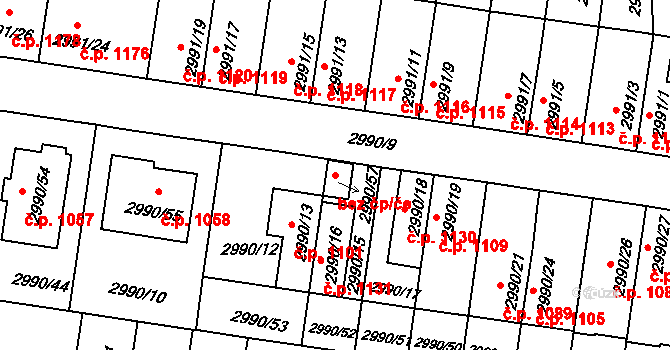 Holešov 41588274 na parcele st. 2990/57 v KÚ Holešov, Katastrální mapa