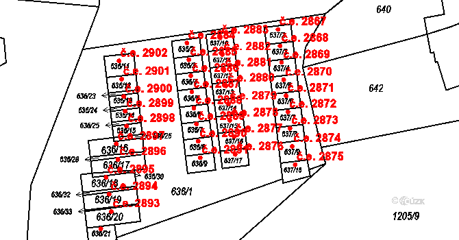 Bludovice 2878, Havířov na parcele st. 637/15 v KÚ Bludovice, Katastrální mapa
