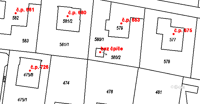 Bohumín 44001274 na parcele st. 580/2 v KÚ Skřečoň, Katastrální mapa