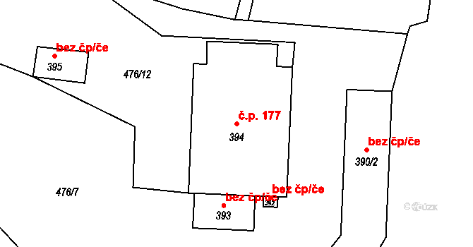 Špičák 177, Železná Ruda na parcele st. 394 v KÚ Špičák, Katastrální mapa