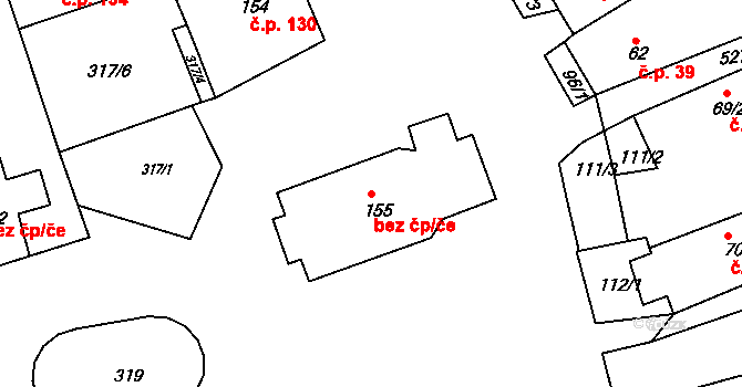 Pocinovice 45239274 na parcele st. 155 v KÚ Pocinovice, Katastrální mapa